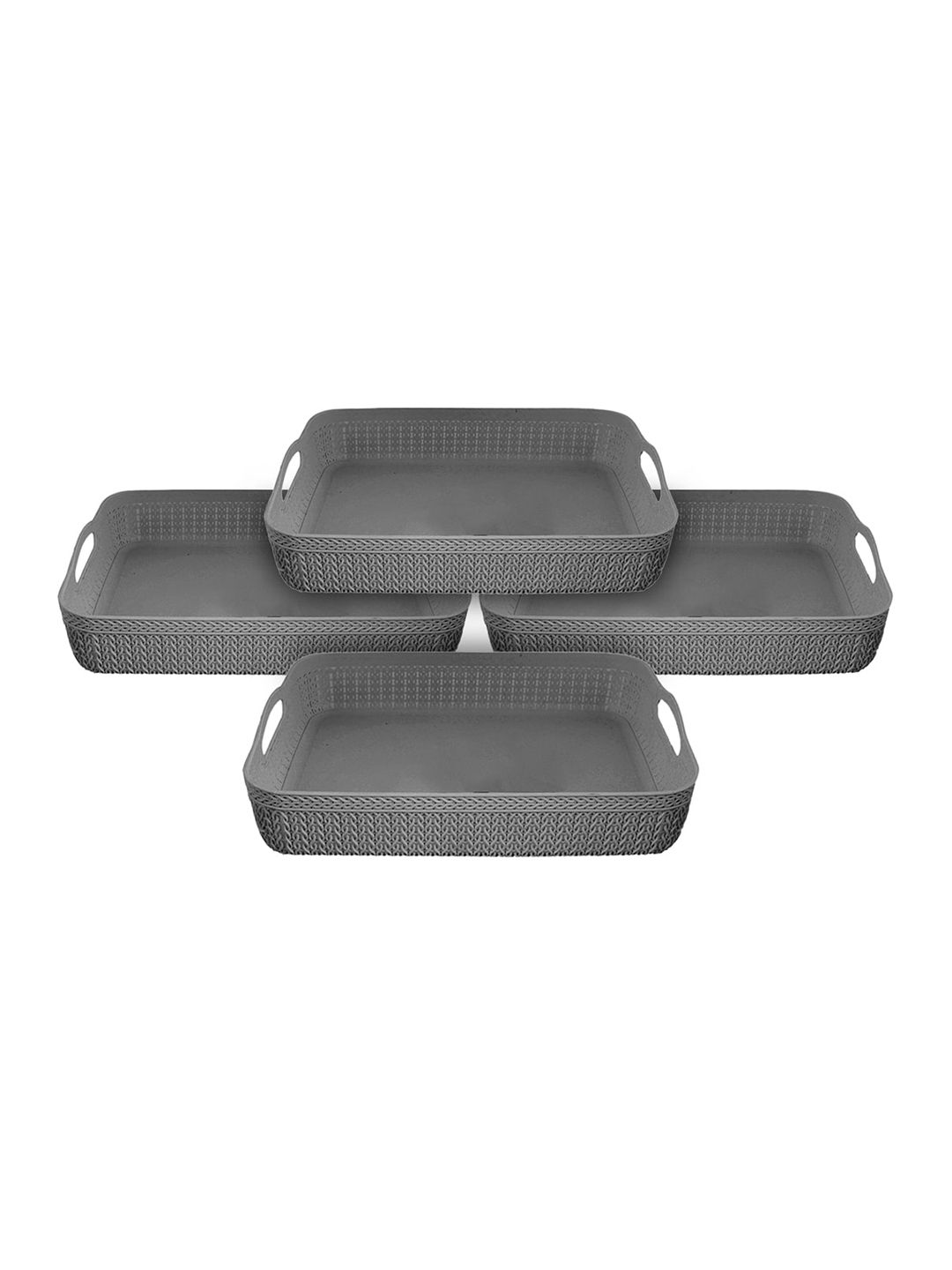 Kuber Industries Set Of 4 Grey Self Design Organisers Price in India