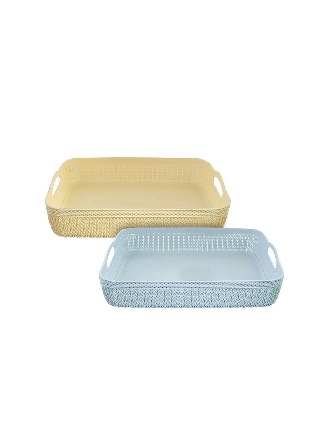 Kuber Industries Set Of 2 Solid Plastic Storage Basket Price in India