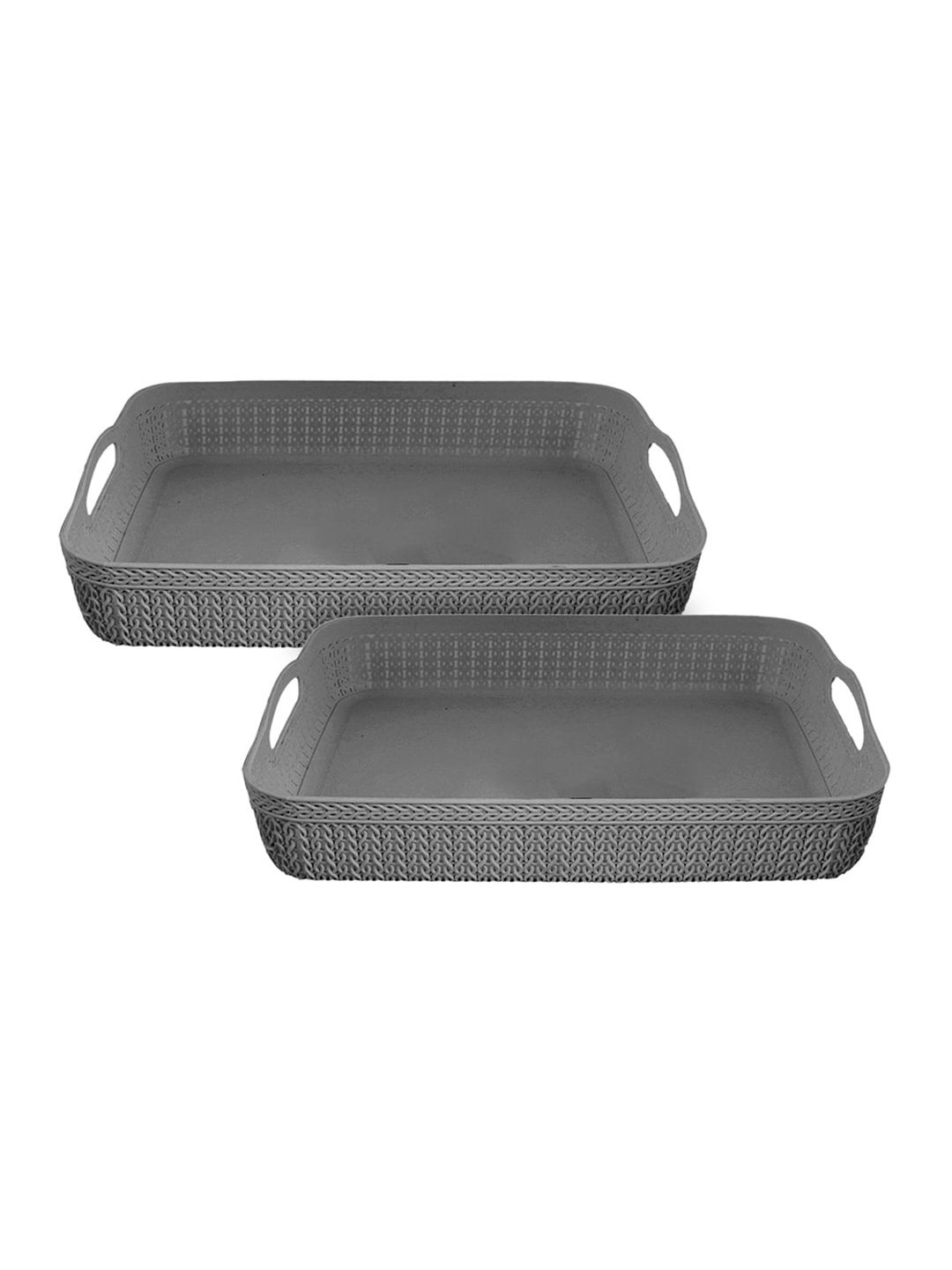 Kuber Industries Set of 2 Grey Self Design Kitchen Storage Basket Price in India