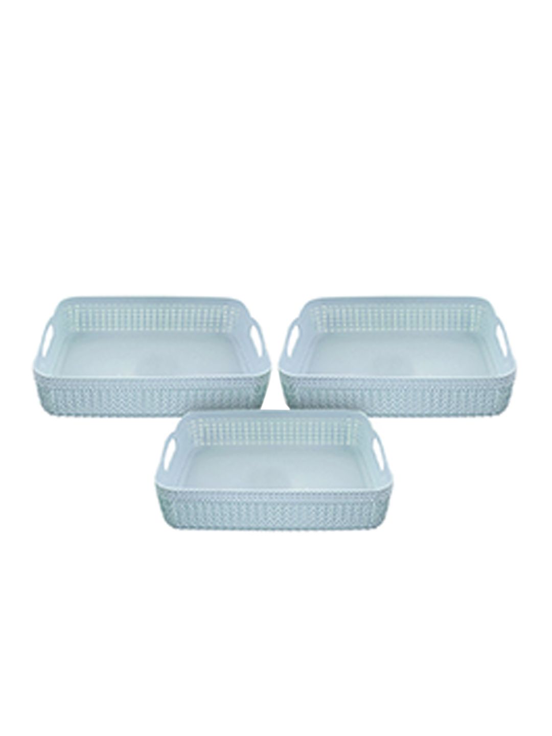 Kuber Industries Set Of 3 Blue Solid Storage Basket Organisers Price in India