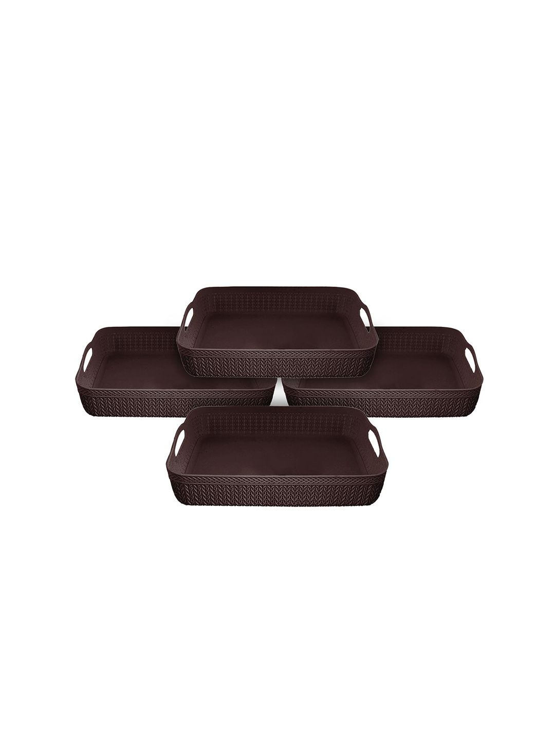 Kuber Industries Set of 4 Brown Solid  Storage Baskets Price in India