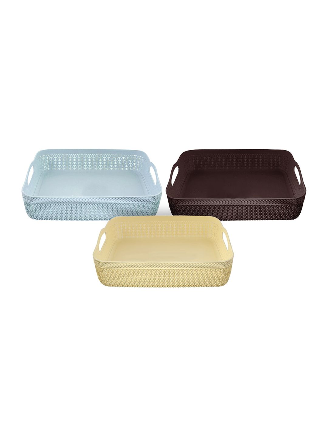 Kuber Industries Set Of 3 Solid Storage Basket Organisers Price in India