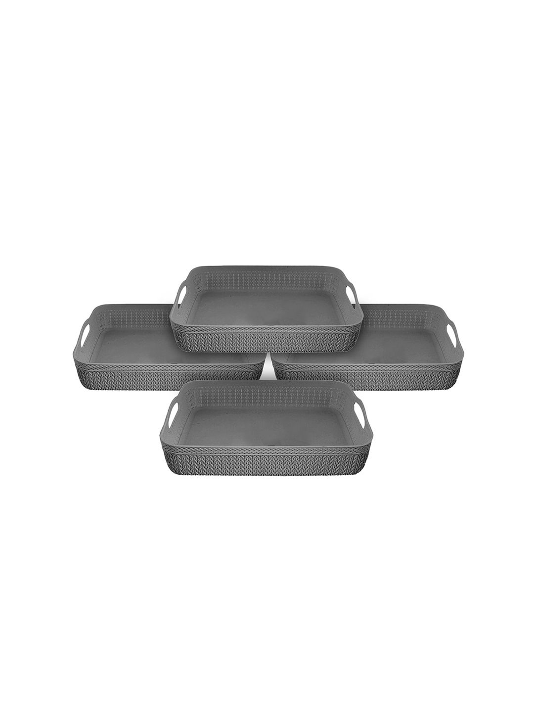 Kuber Industries Pack of 4 Grey Solid Storage Baskets Price in India