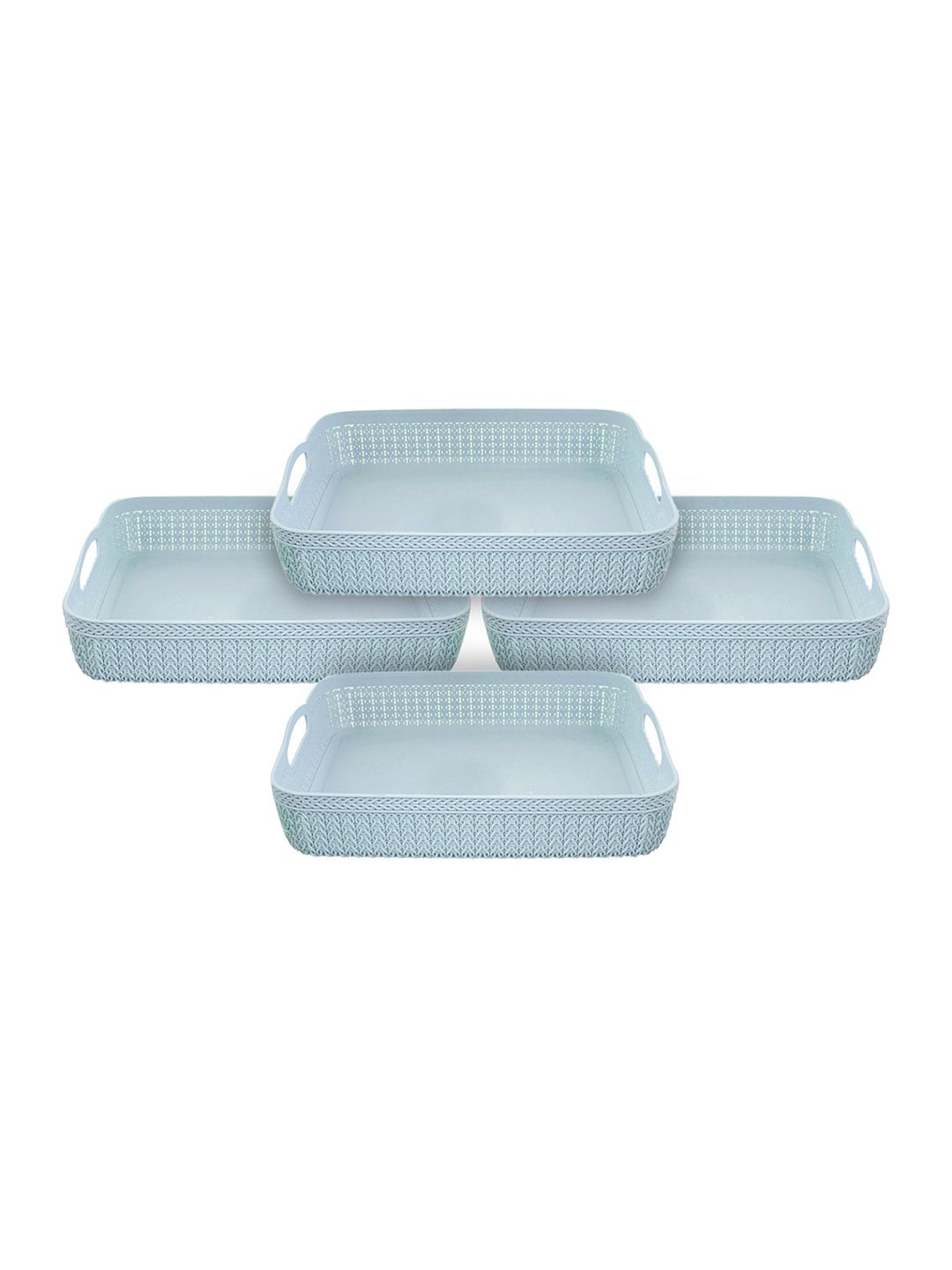 Kuber Industries Set Of 4 Blue Solid Storage Basket Organisers Price in India