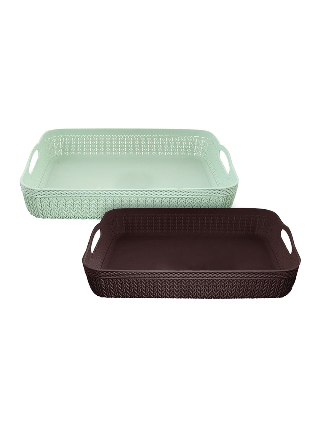 Kuber Industries Set of 2 Textured Unbreakable Plastic Storage Basket Price in India