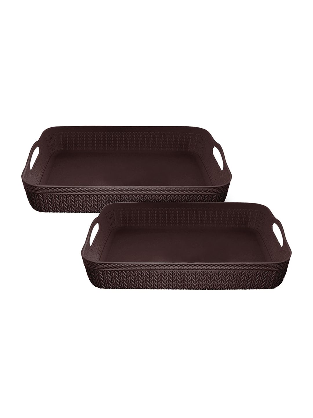 Kuber Industries Set Of 2 Brown Solid Storage Basket Organisers Price in India