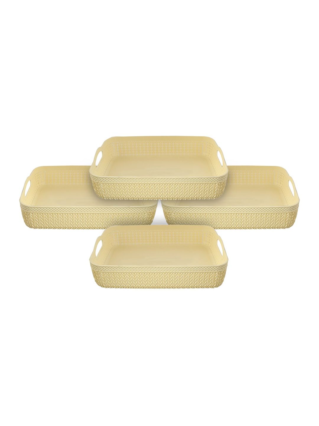 Kuber Industries Set Of 4 Cream Coloured Self Design Organisers Price in India