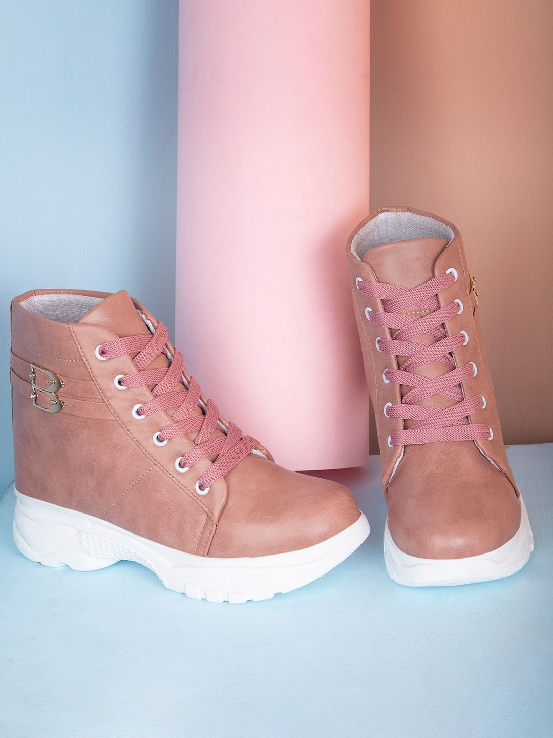 sneakers villa Women Pink High-Top Casual Sneakers Price in India