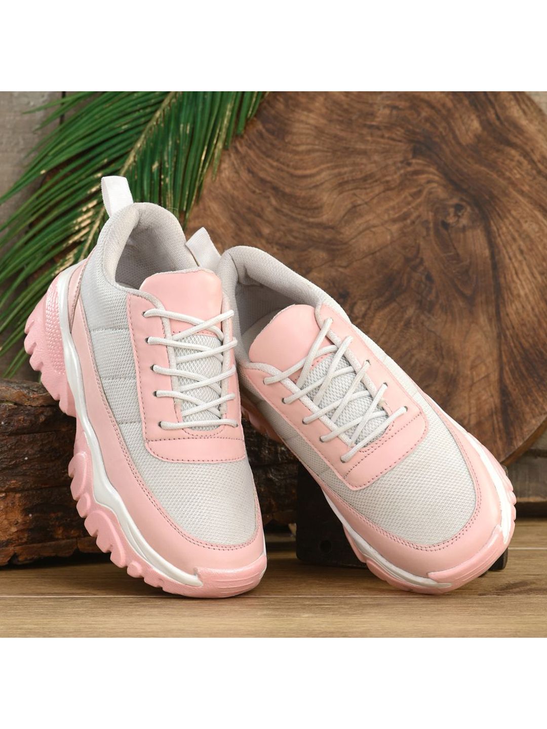sneakers villa Women Pink Colourblocked Sneakers Price in India