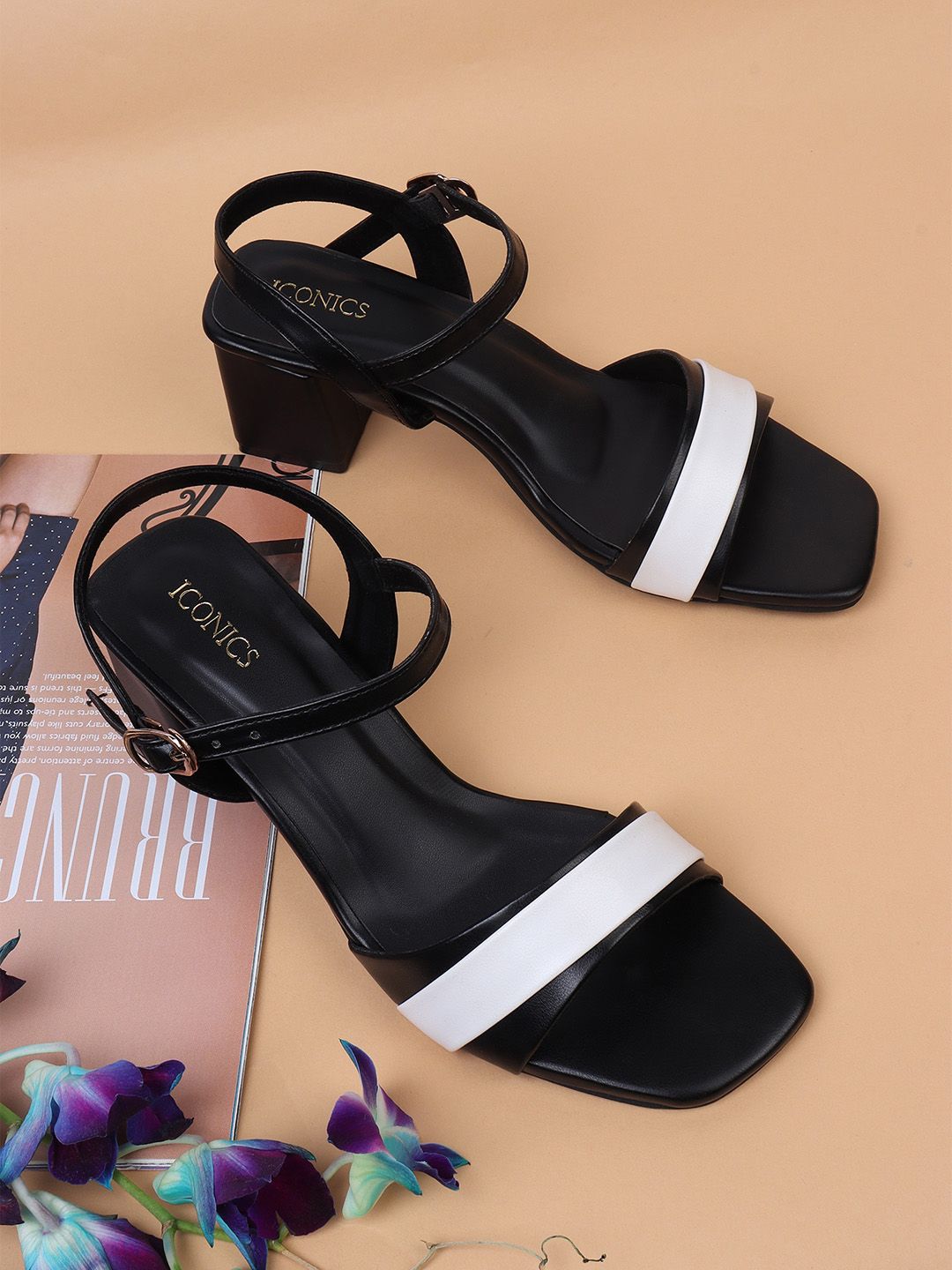 ICONICS Black Block Sandals Price in India