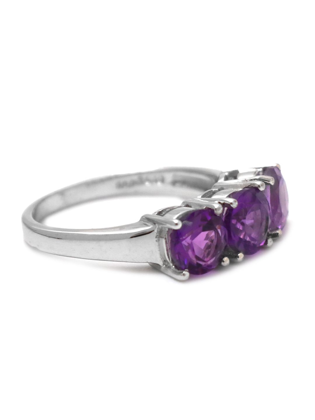 HIFLYER JEWELS 92.5 Sterling Silver Rhodium-Plated & Purple Stone-Studded Finger Ring Price in India