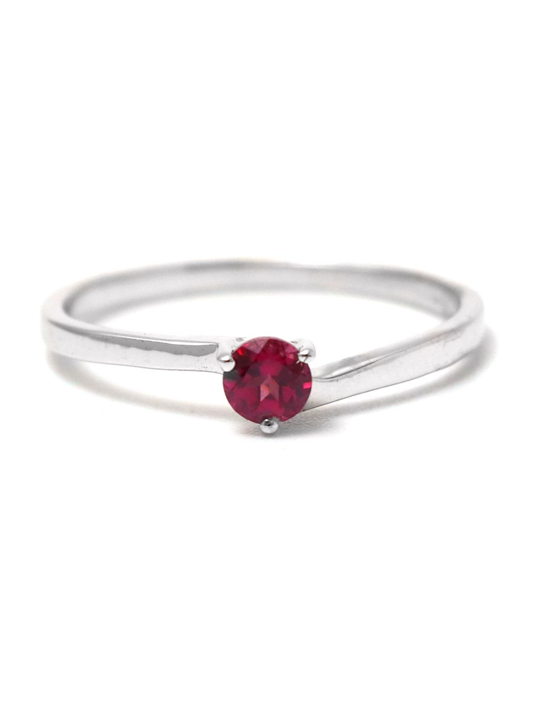 HIFLYER JEWELS Rhodium Plated Red Stone Studded Ring Price in India