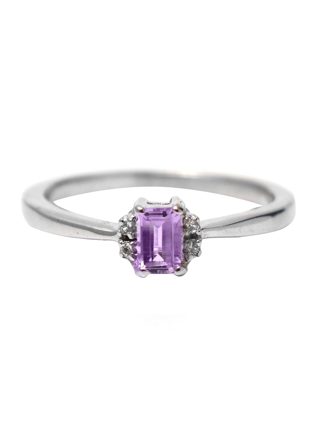 HIFLYER JEWELS 92.5 Sterling Silver Rhodium-Plated Purple Stone-Studded Finger Ring Price in India