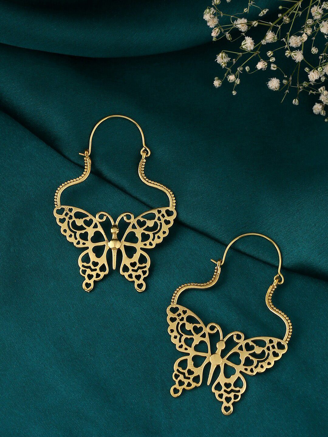 kashwini Gold-Toned Contemporary Drop Earrings Price in India
