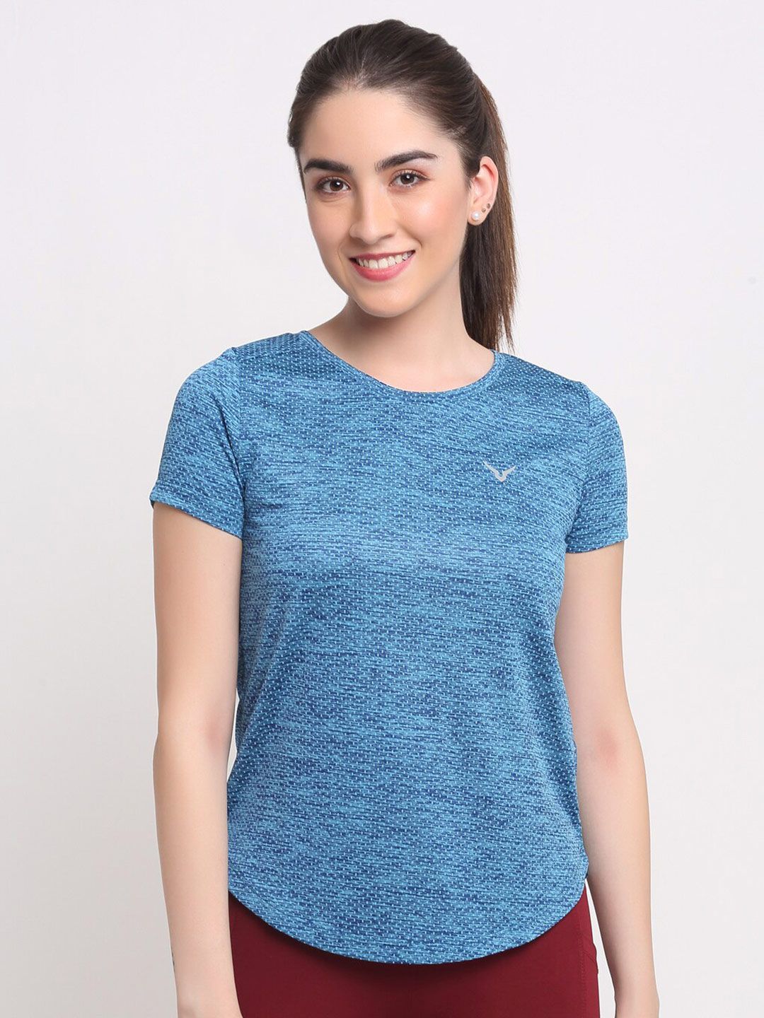 Invincible Women Blue Dri-FIT Slim Fit T-shirt Price in India