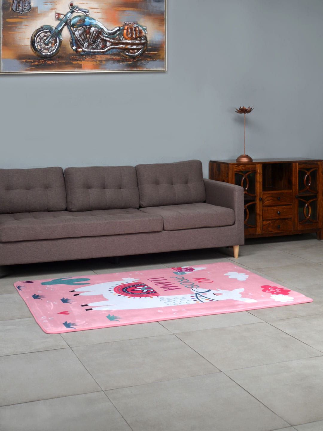Athome by Nilkamal Unisex Anti-Skid Pink Printed Carpets Price in India