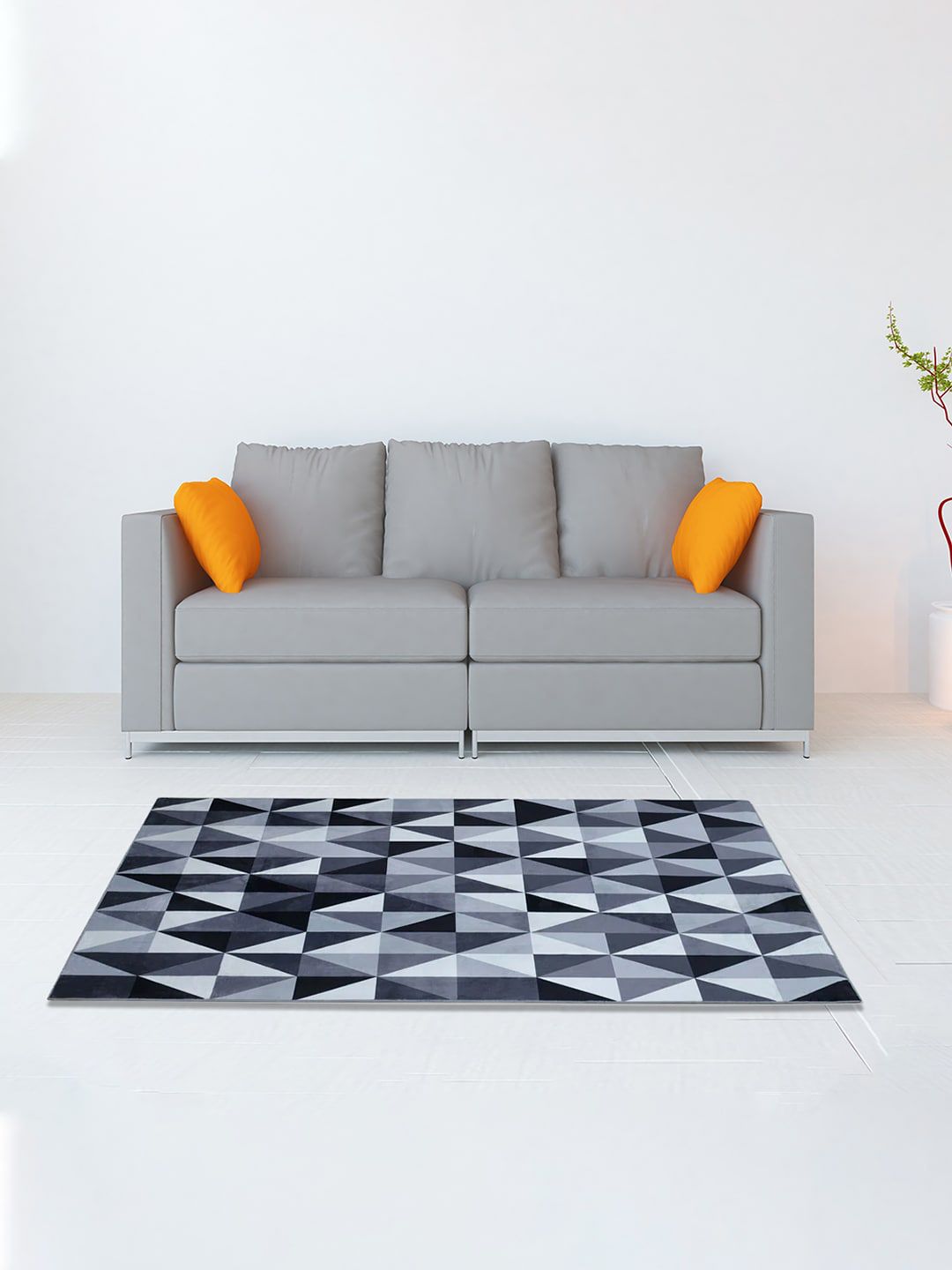 Athome by Nilkamal Grey Printed Anti-Skid Carpets Price in India