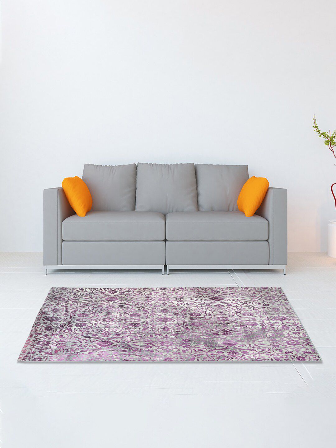Athome by Nilkamal Purple Printed Anti-Skid Rectangular Carpets Price in India