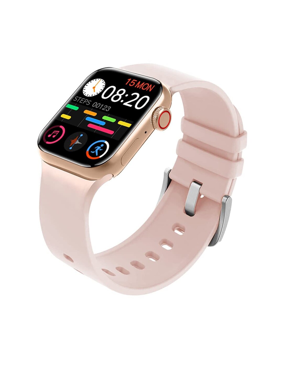 I KALL Adults Gold-Toned & Pink Solid W3 Smart Watch Price in India