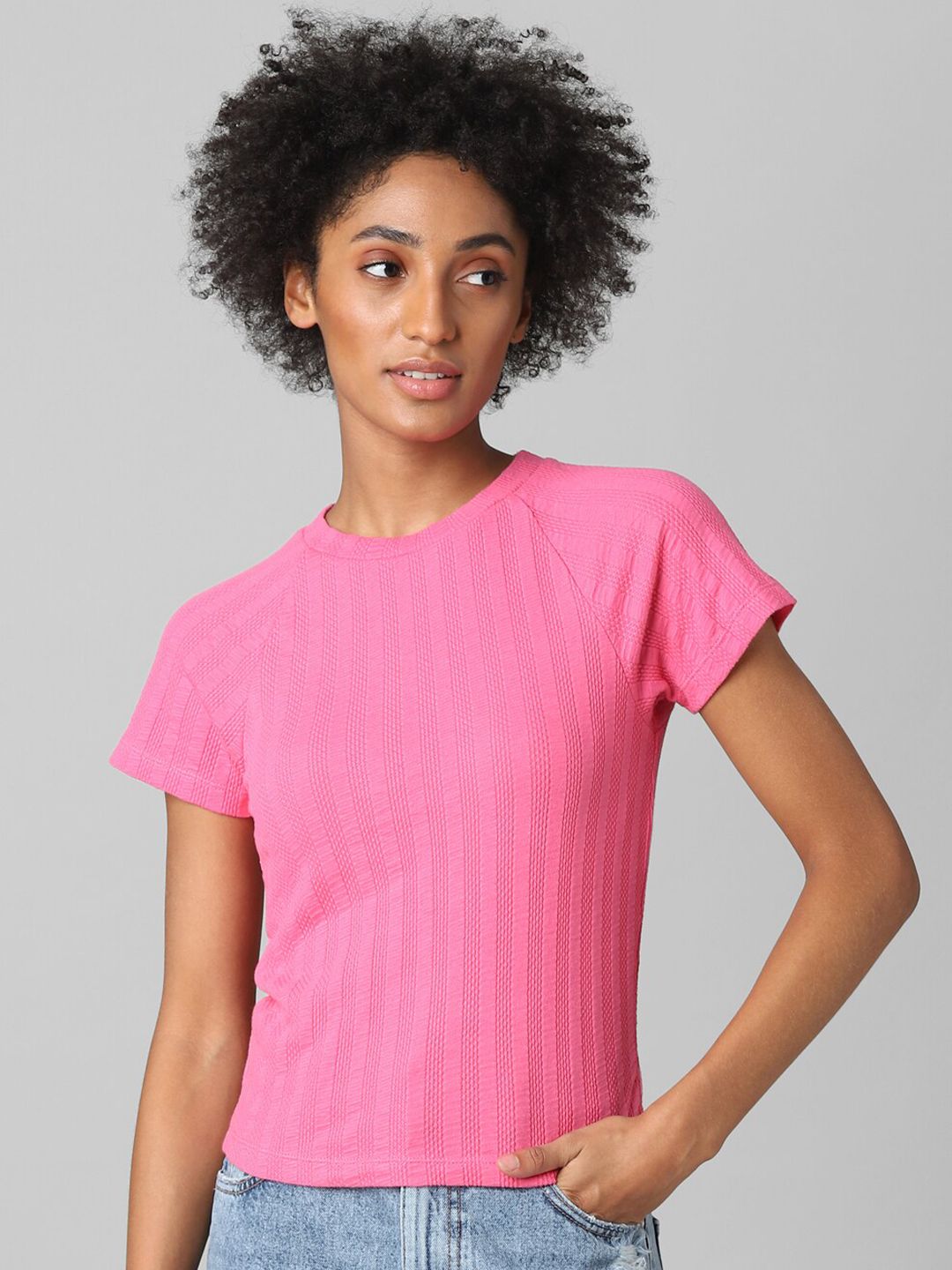 ONLY Pink Striped Top Price in India