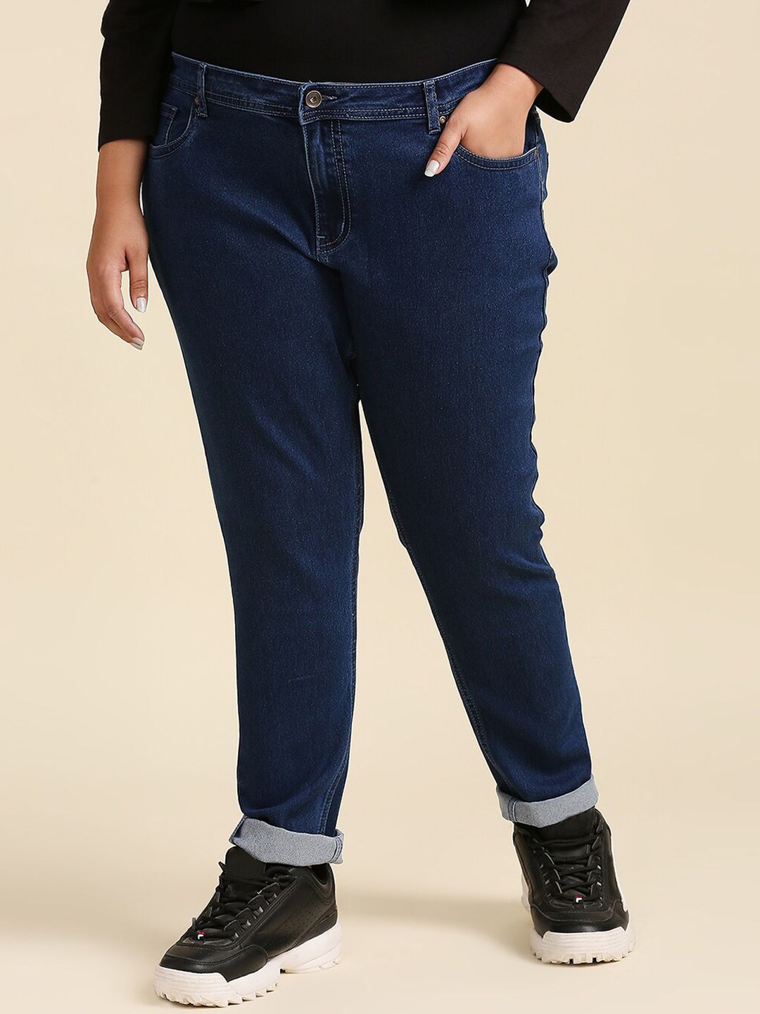 High Star Women Plus Size Blue Slim Fit Stretchable Jeans Price in India