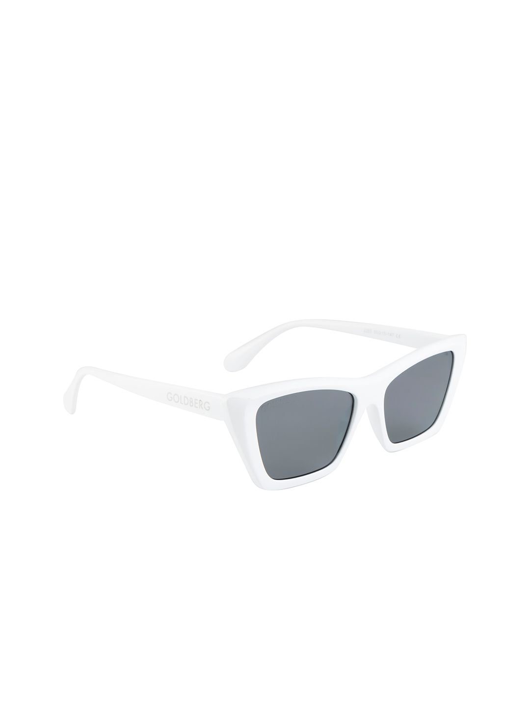 Gold Berg Unisex Black Lens & White Square Sunglasses with UV Protected Lens