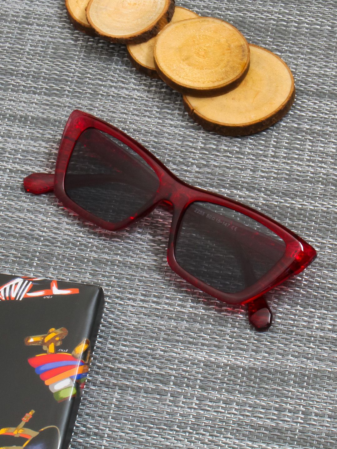 Gold Berg Unisex Black Lens & Red Square Sunglasses with UV Protected Lens