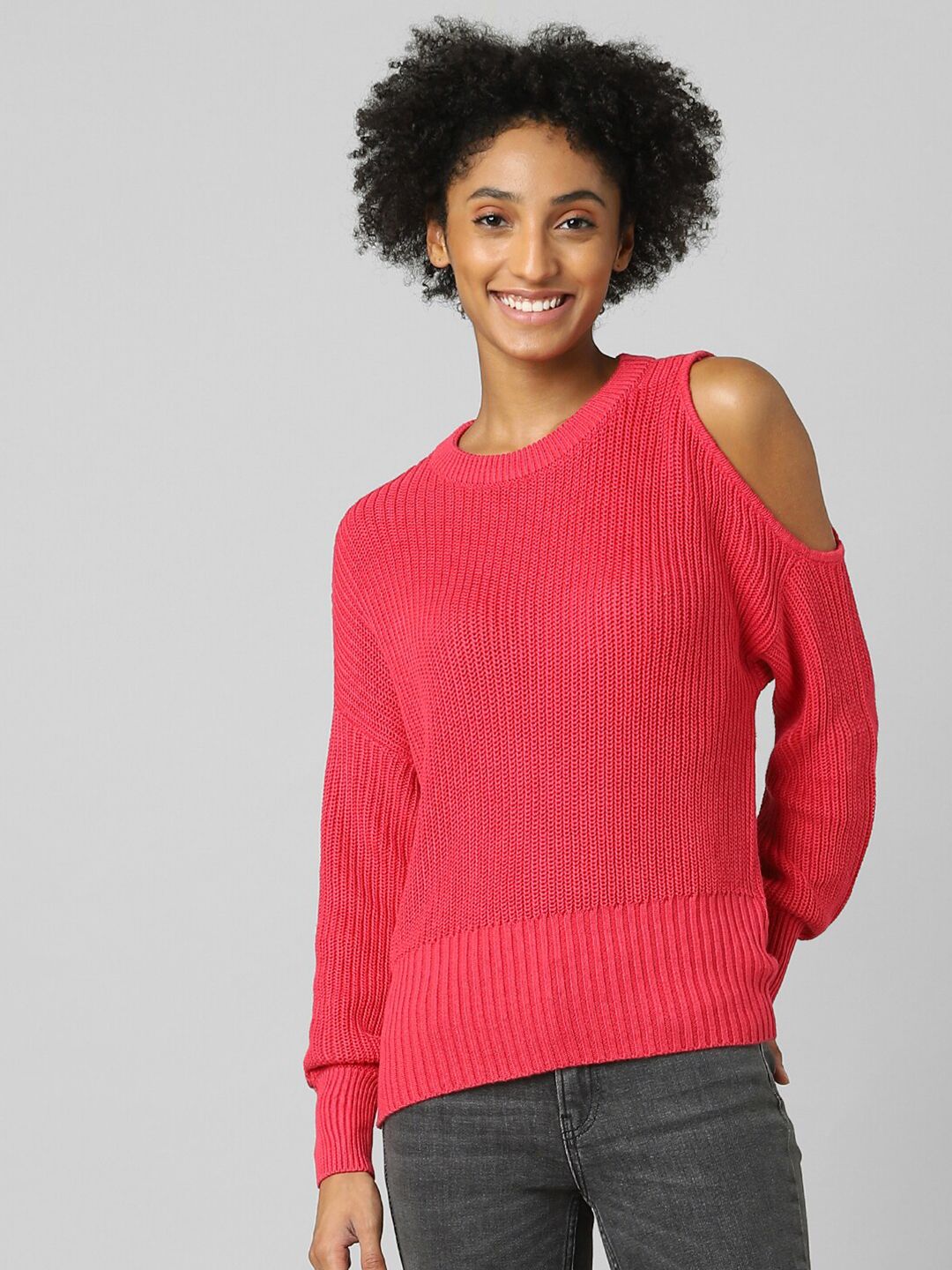 ONLY Women Pink Striped Pullover Price in India