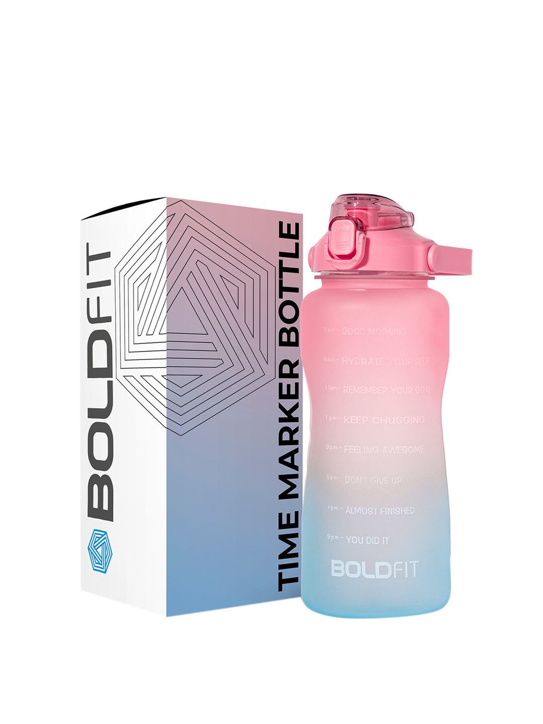 BOLDFIT Pink & Blue Printed Motivational Sipper Water Bottle Price in India