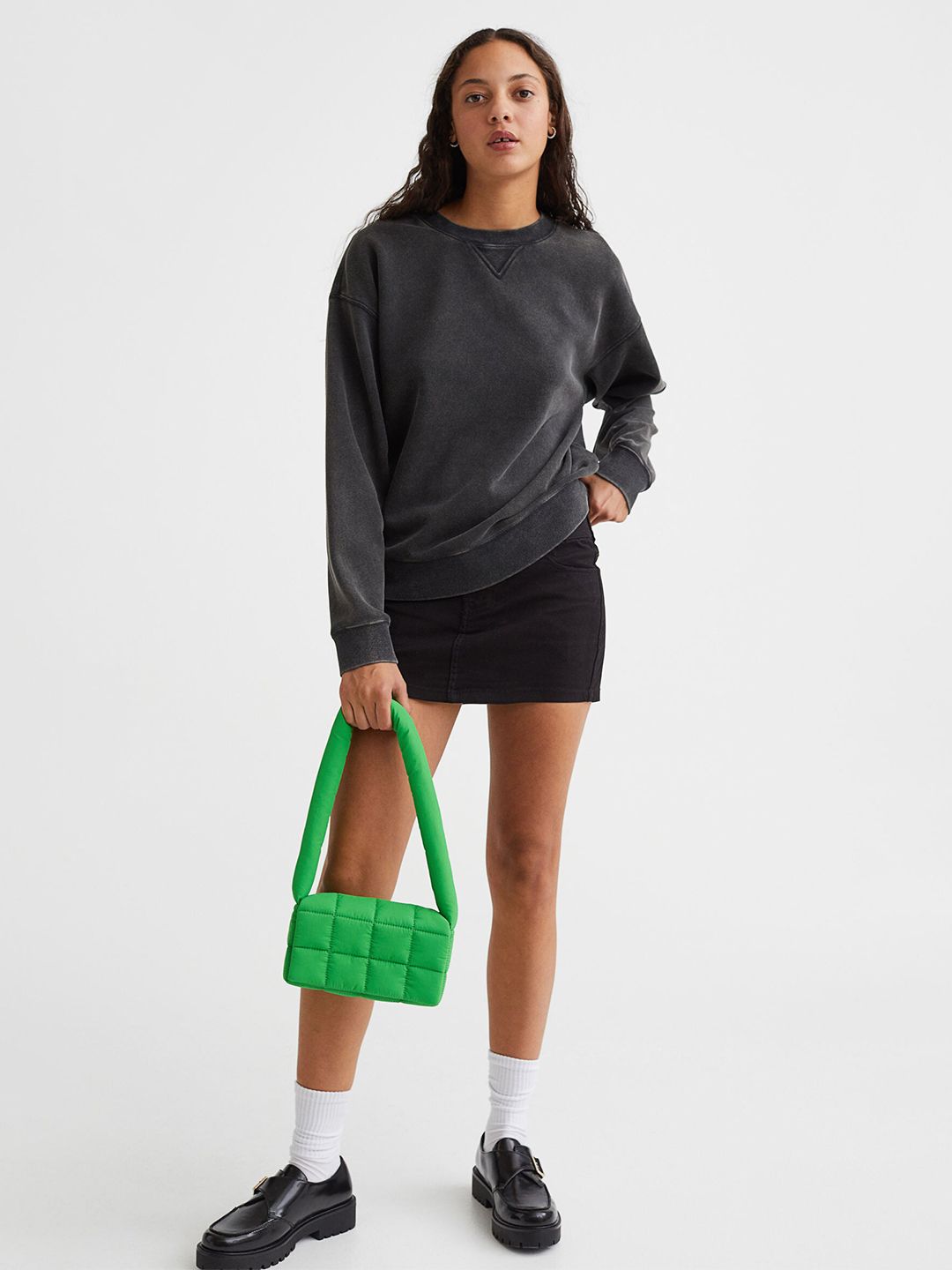 H&M Women Black Solid Sweatshirt Price in India