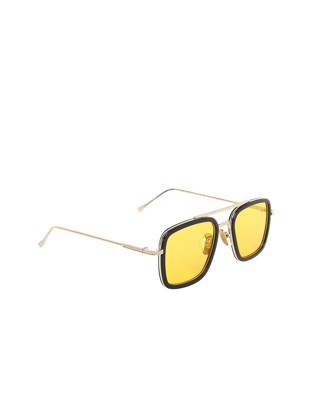 GARTH Unisex Yellow Lens & Gold-Toned Aviator Sunglasses with UV Protected Lens