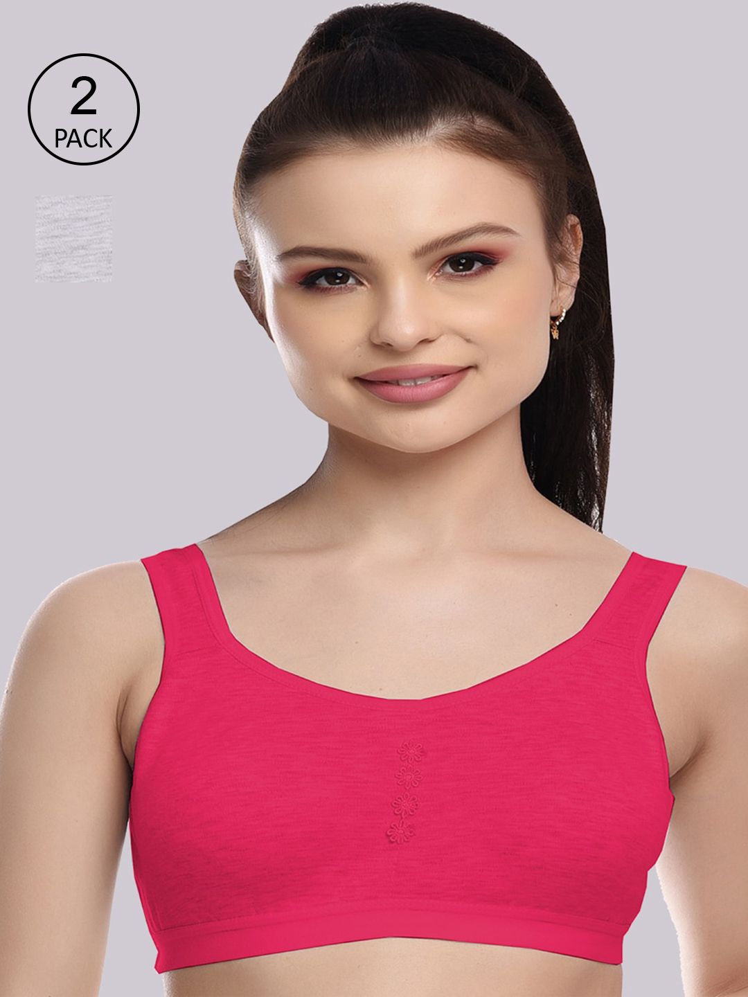 FIMS Women Pink and White Bra Pack of 2 Price in India