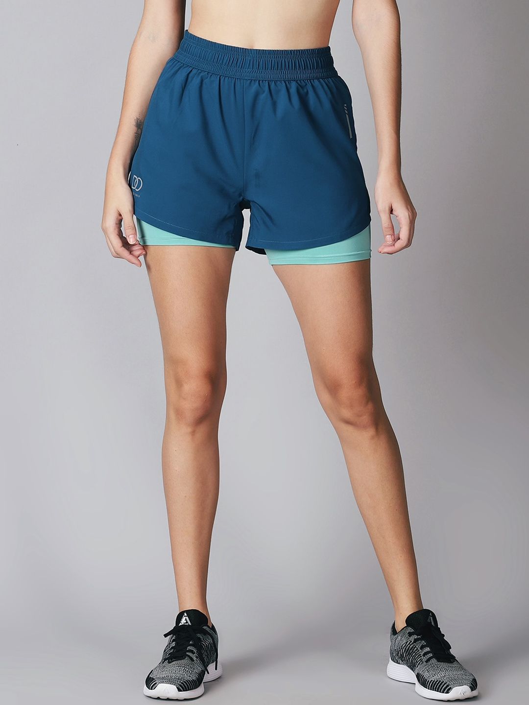 The Short Store Women Teal Blue High-Rise Running Sports Shorts Price in India