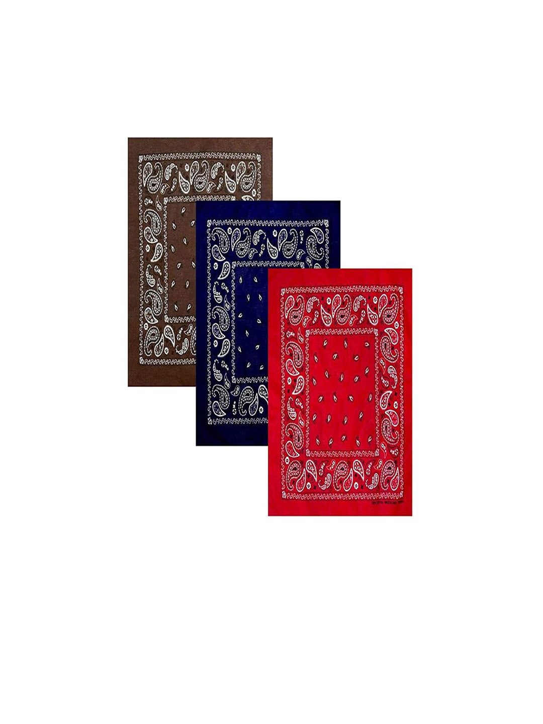 Aadikart Red & Blue Pack Of 3 Printed Pure Cotton Bandanas