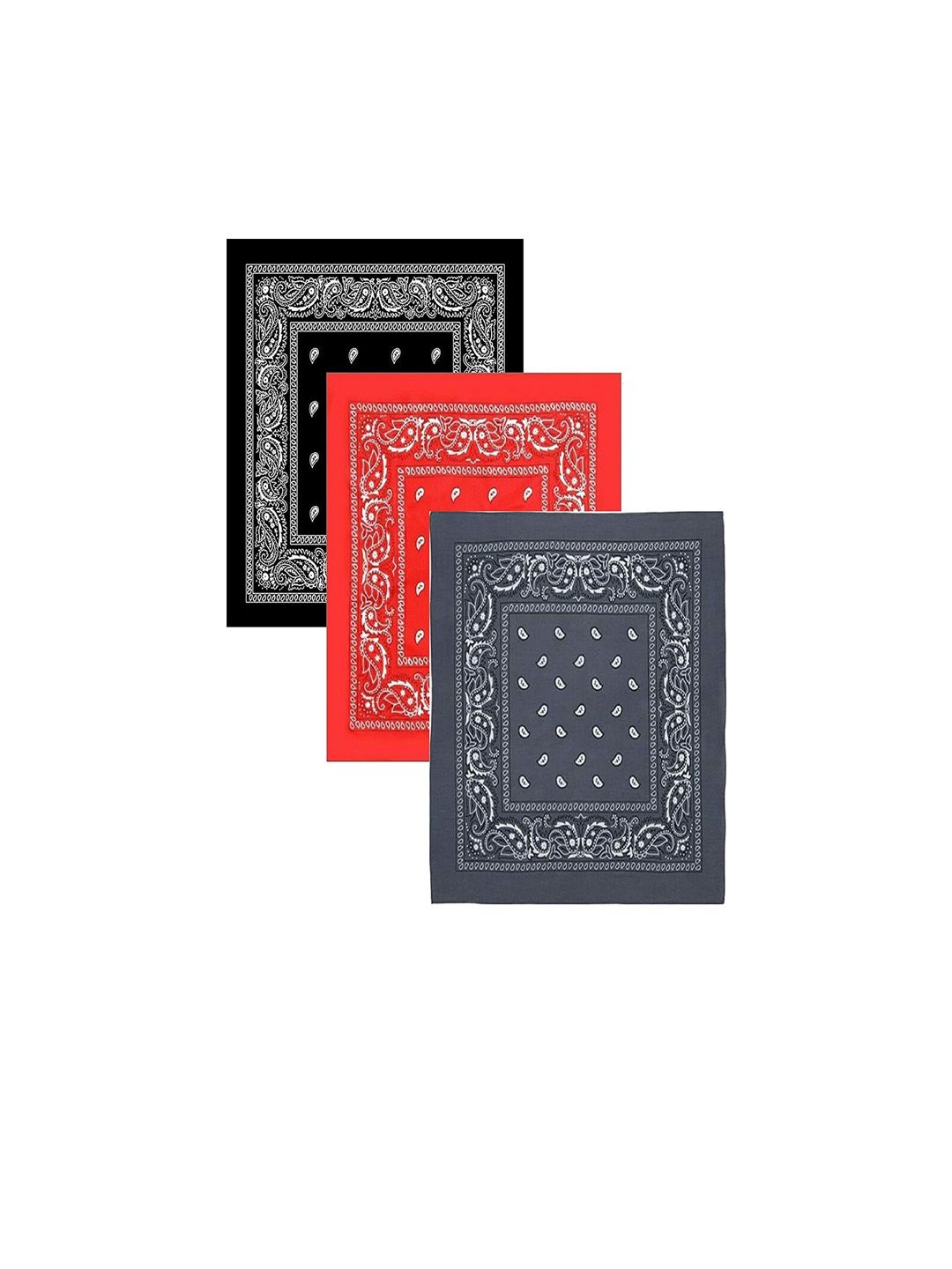 Aadikart Unisex Pack of 3 Paisley Cotton Bandanas