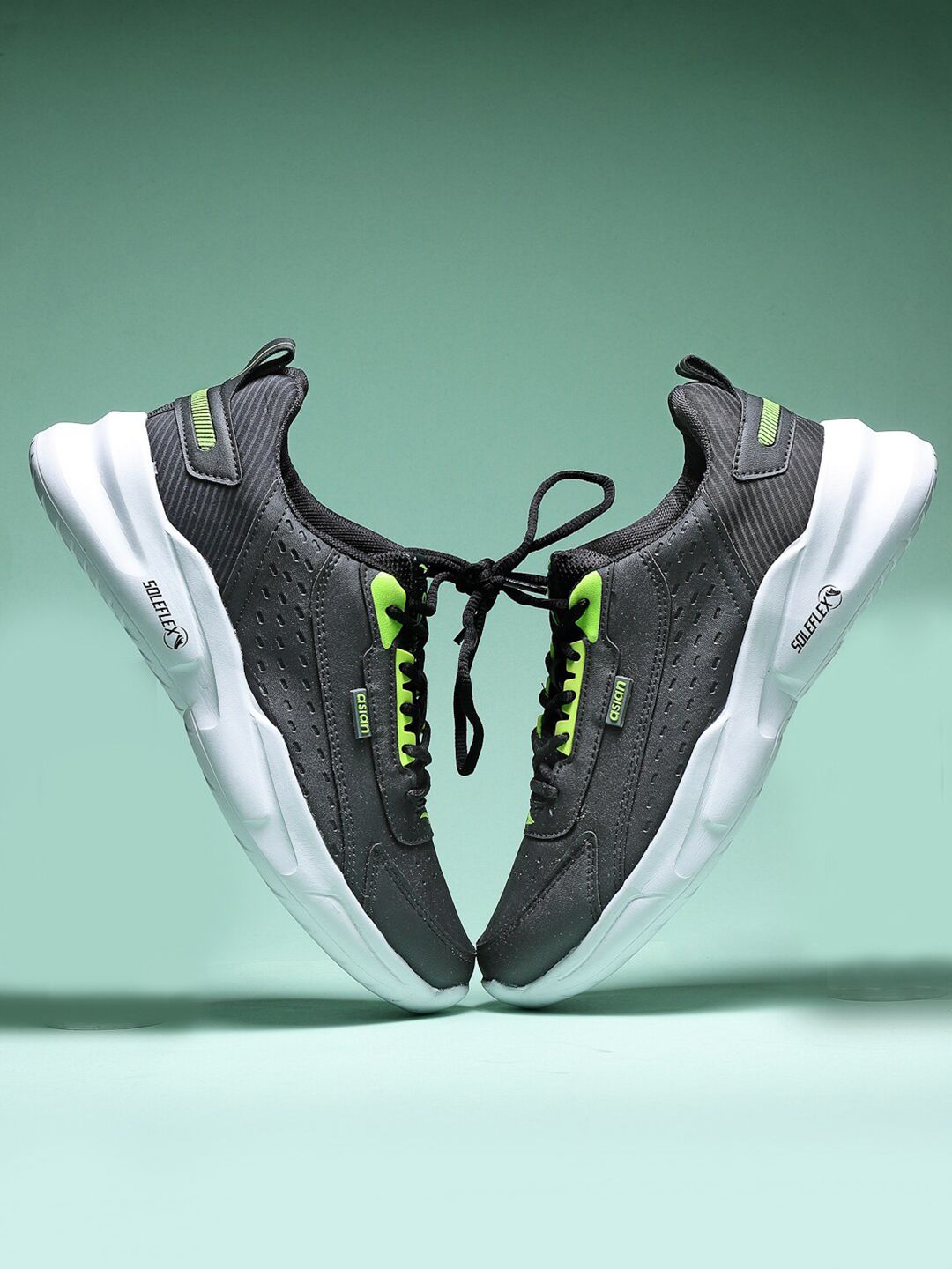 ASIAN Men Black Mesh Running Non-Marking Shoes