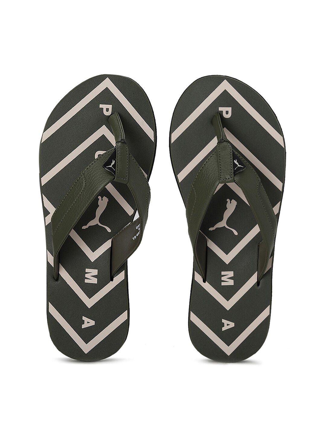 Puma Unisex Olive Green Printed Thong Flip-Flops Price in India