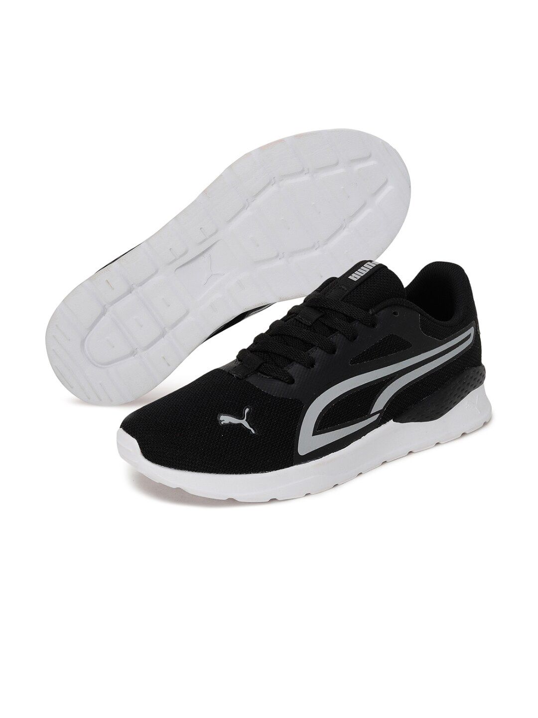 Puma Men Black Woven Design Sneakers