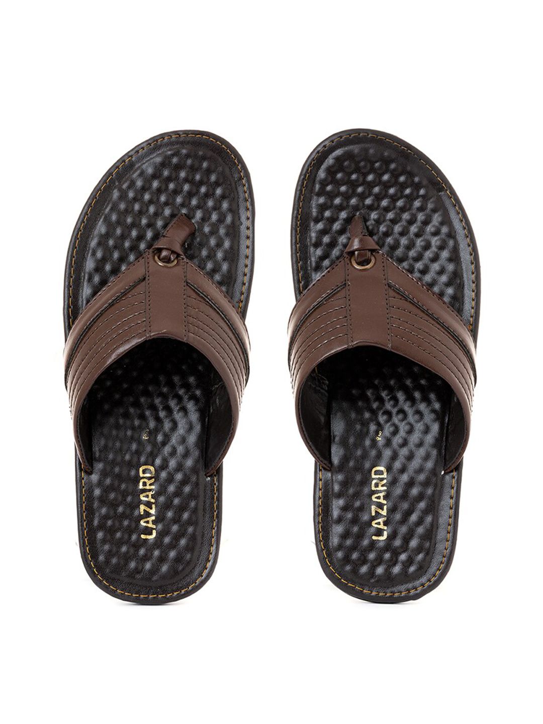 Khadims Men's Brown & Black Thong Flip-Flops