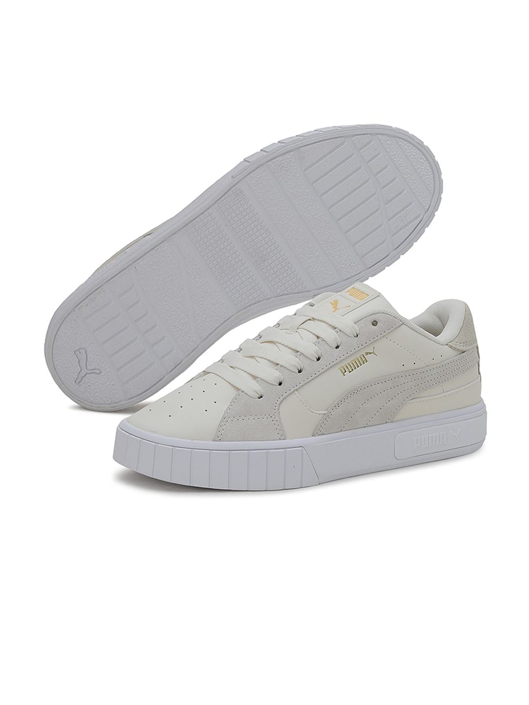 Puma Women Beige Perforations Cali Star Mix Leather Sneakers Price in India