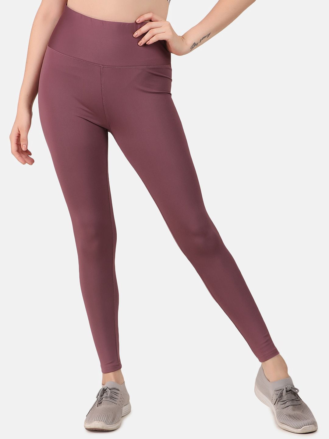 FITINC Women Pink Solid Activewear Tights Price in India