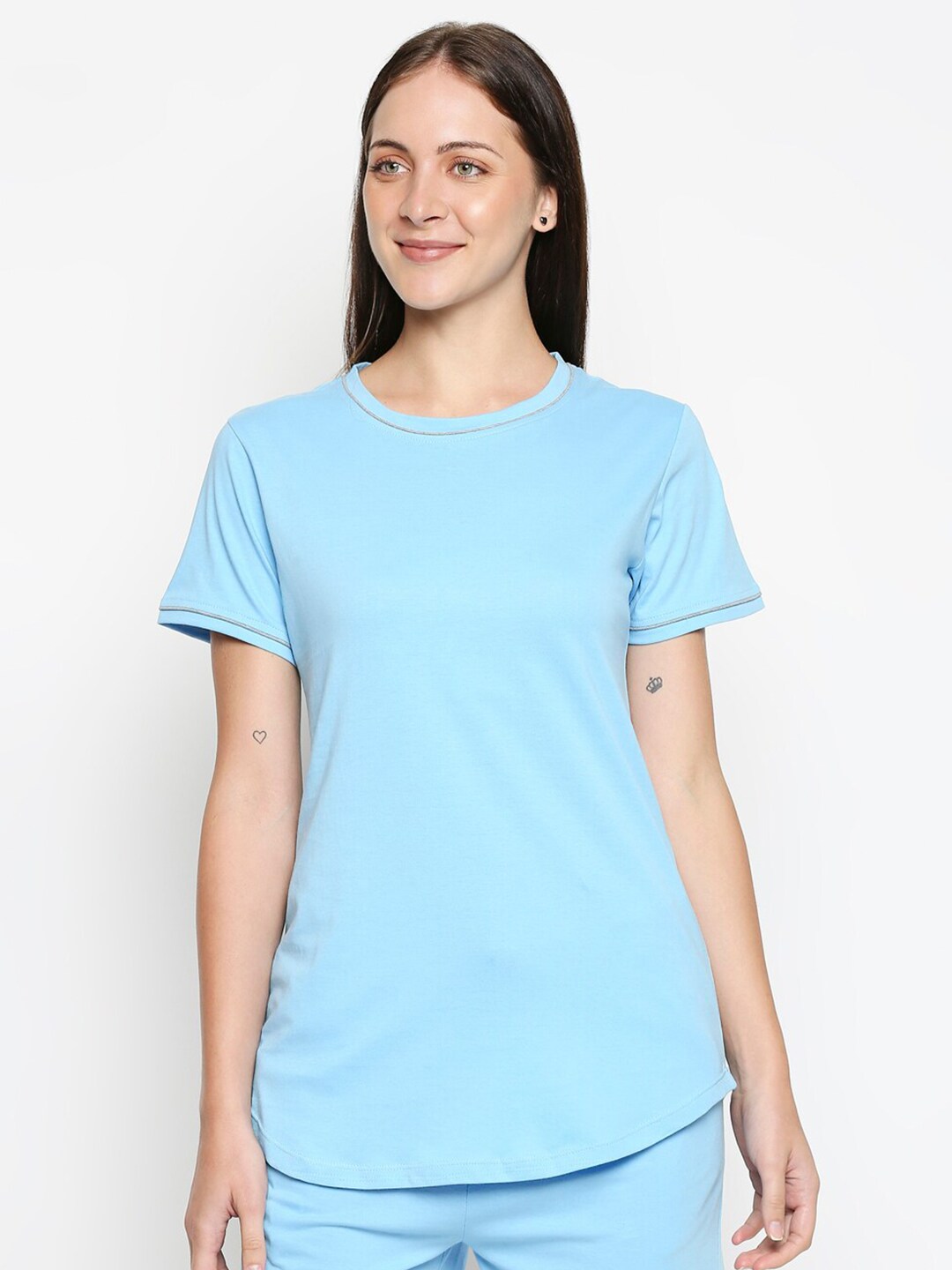 XIN Women Blue Lounge T-shirt Price in India