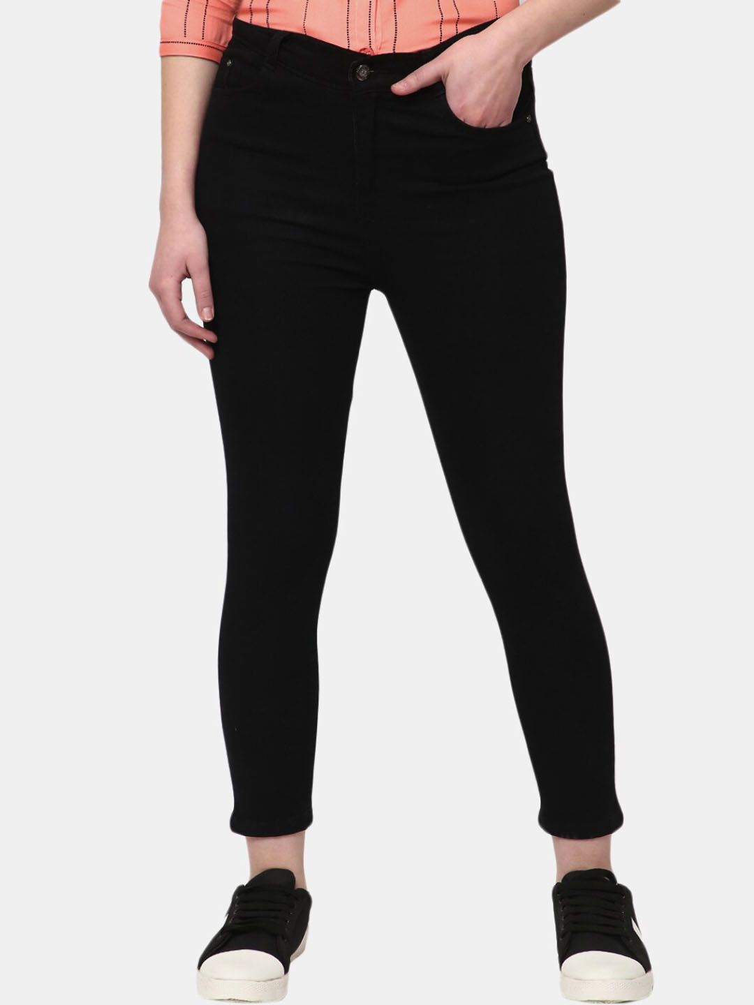 V-Mart Women Black Solid High-Rise Jeans Price in India