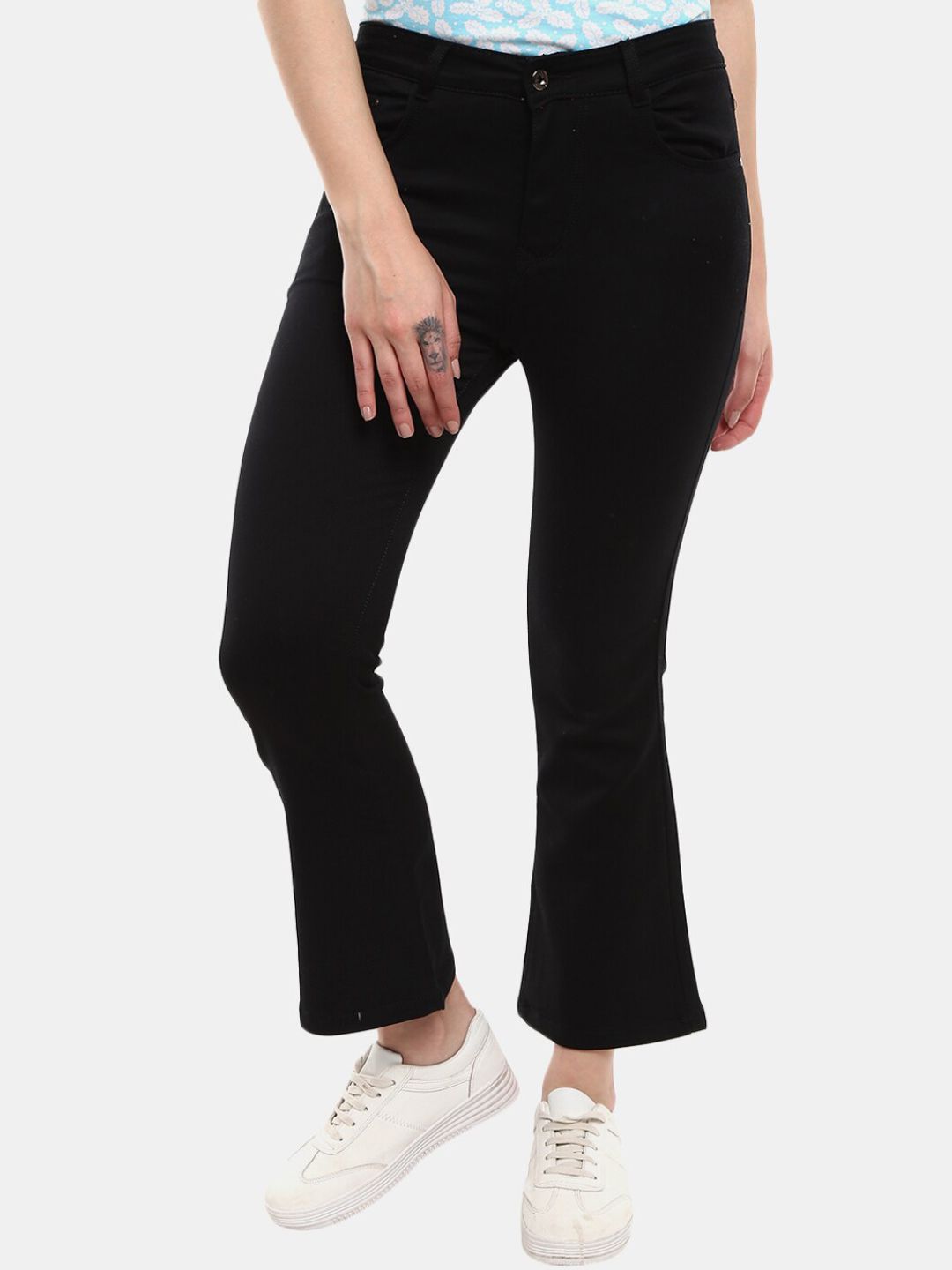 V-Mart Women Black Wide Leg Jeans Price in India