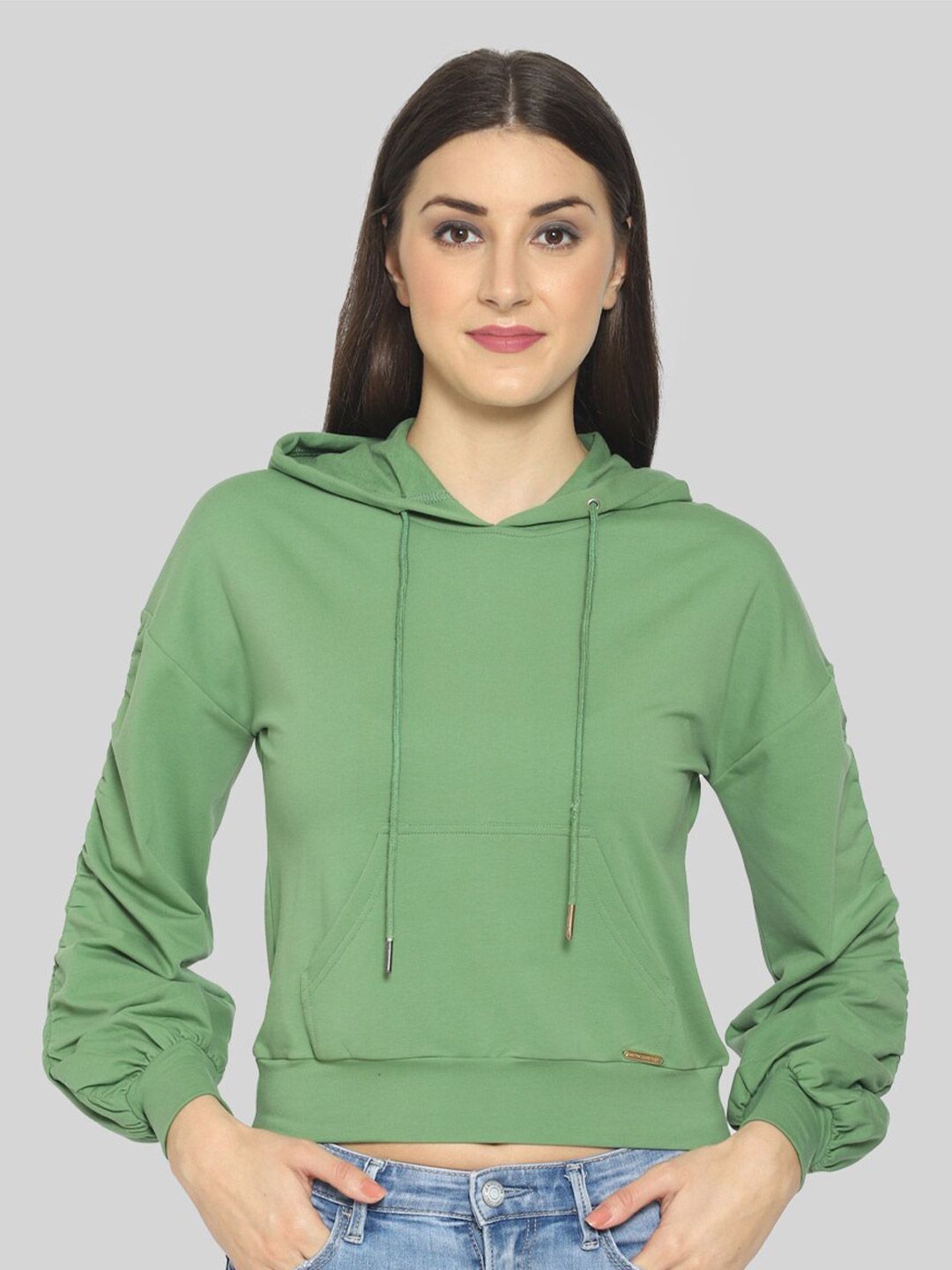 PRETTY LOVING THING Women Green Sweatshirt Price in India