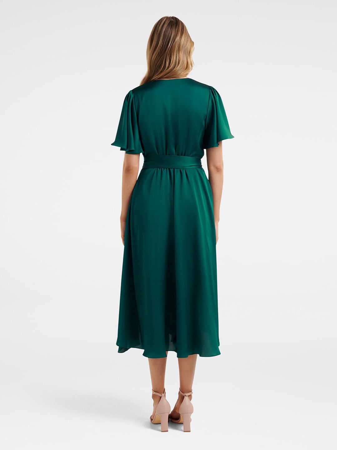 Buy Forever New Green Satin Midi Dress - Dresses for Women 19155166 | Myntra