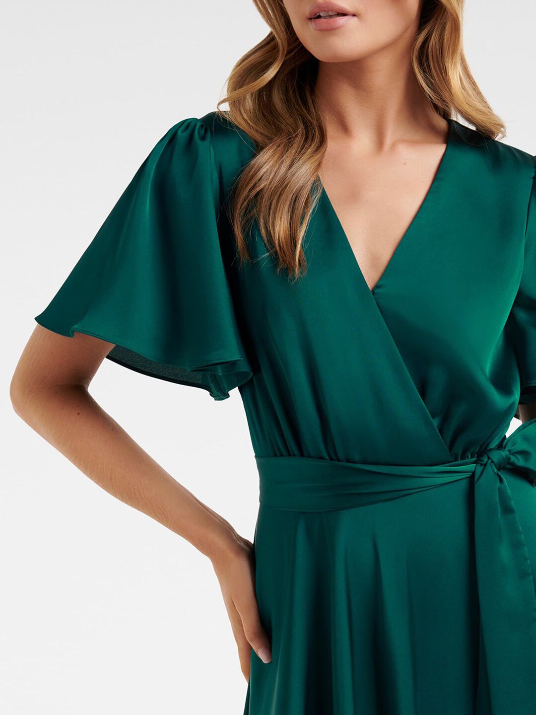 Buy Forever New Green Satin Midi Dress - Dresses for Women 19155166 | Myntra