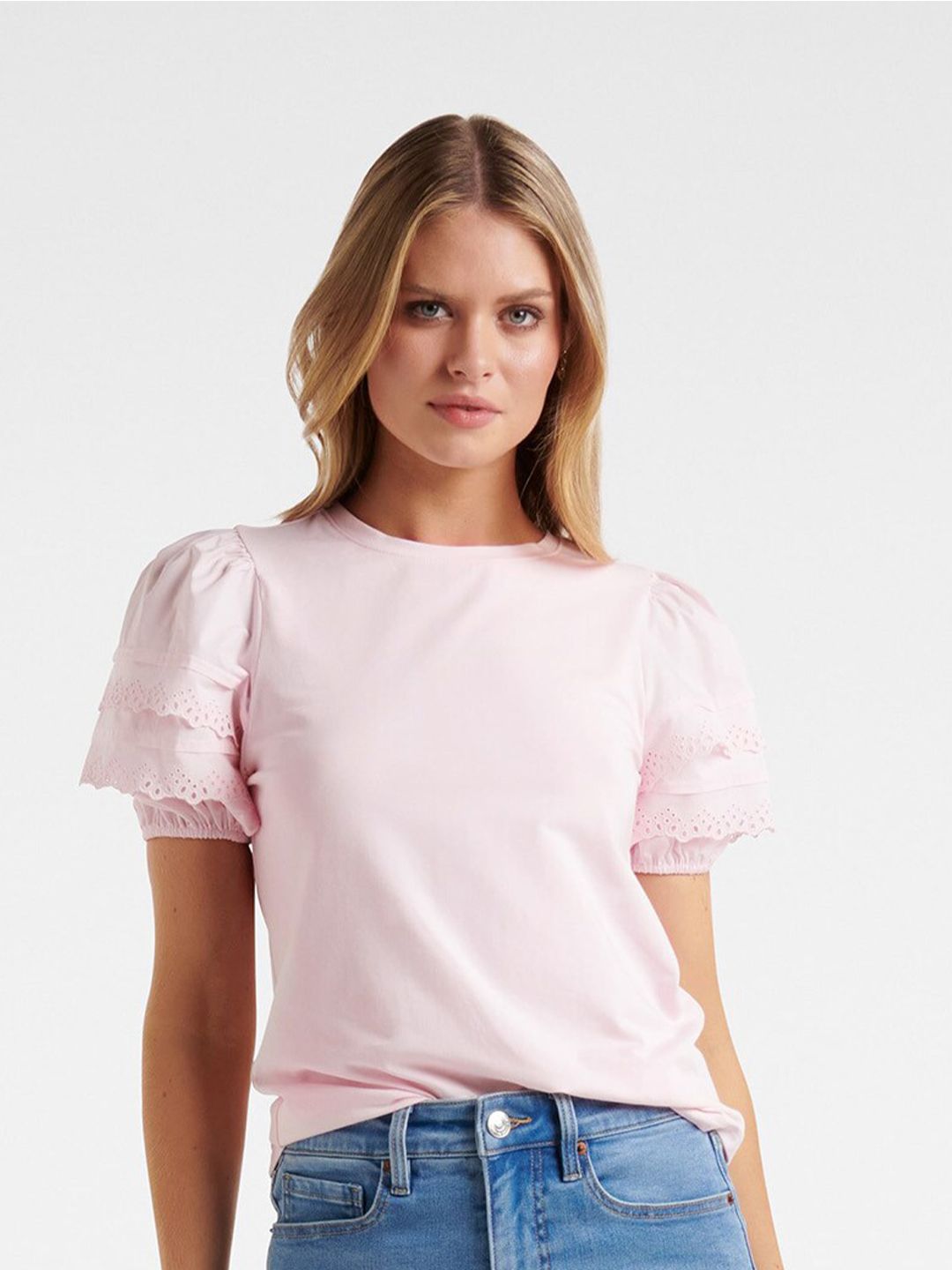 Forever New Pink Puff Sleeve Top Price in India