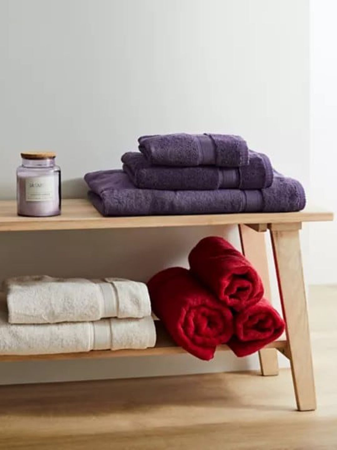 Marks & Spencer Purple Solid Pure Cotton 600 GSM Bath Towels Price in India