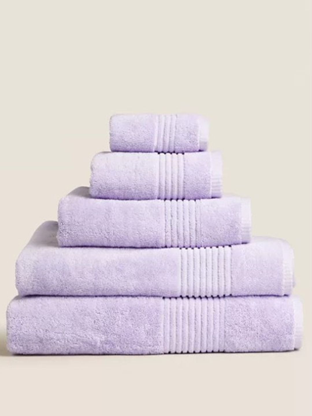 Marks & Spencer Set of 5 Purple 600 GSM Egyptian Cotton Bath Towels Price in India